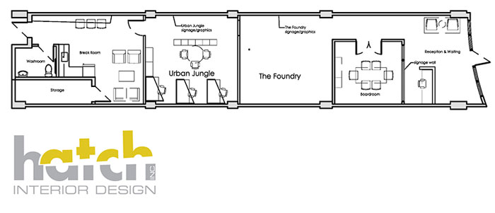 Floor plan designed by Hatch Interior Design for Urban Jungle Edmonton